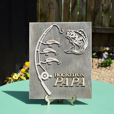Hooked On Papa Personalized Plaque Sign